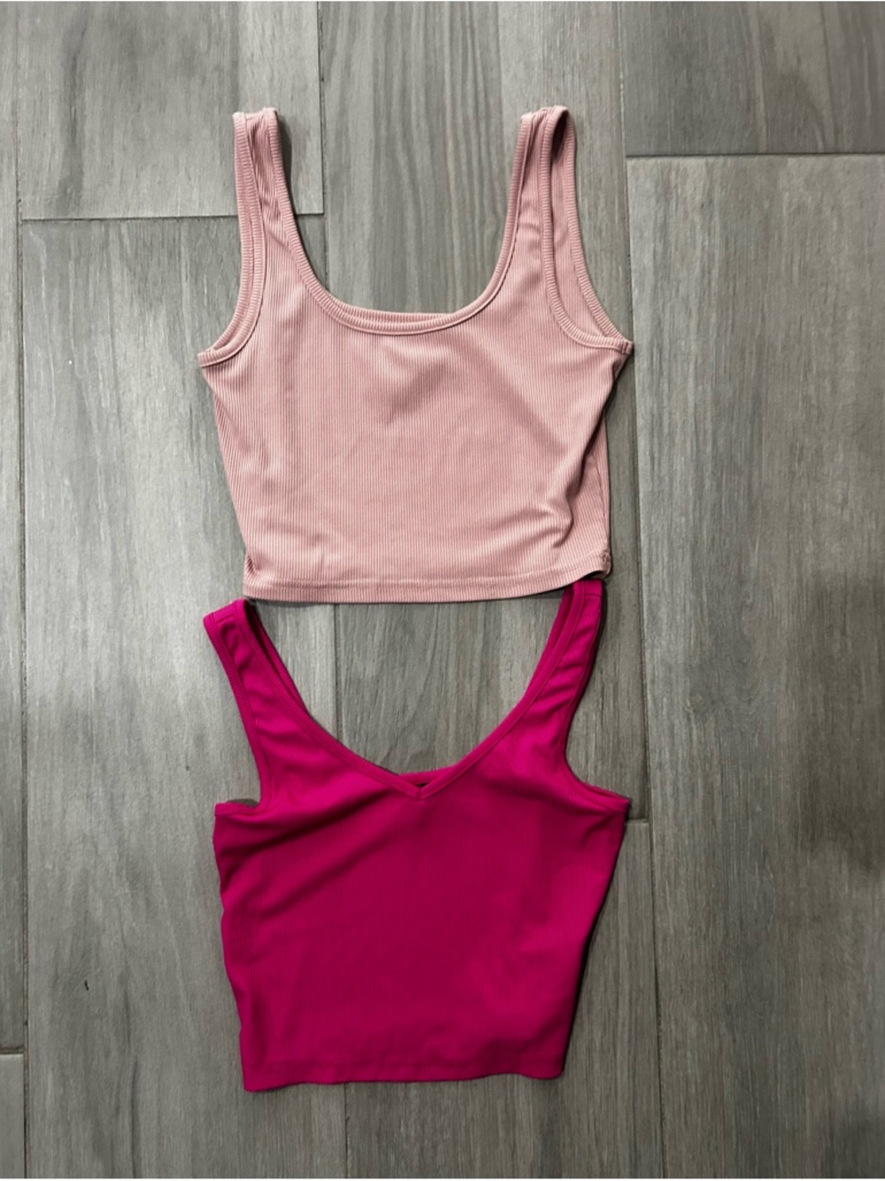 SHEIN Pink & Hot Pink Ribbed Cropped Tank Tops (2-Pack)